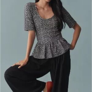 Anthropologie | MAEVE SCOOP-NECK PEPLUM TOP | Small | NWT